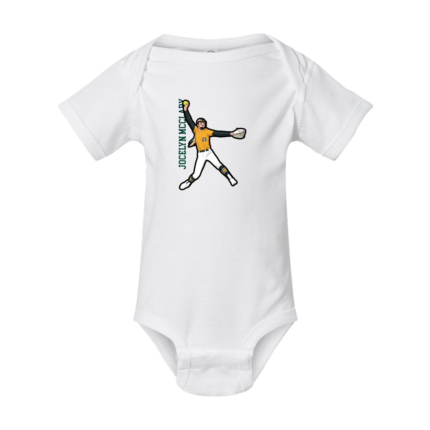 Baby Onesie — Name Vertical in White