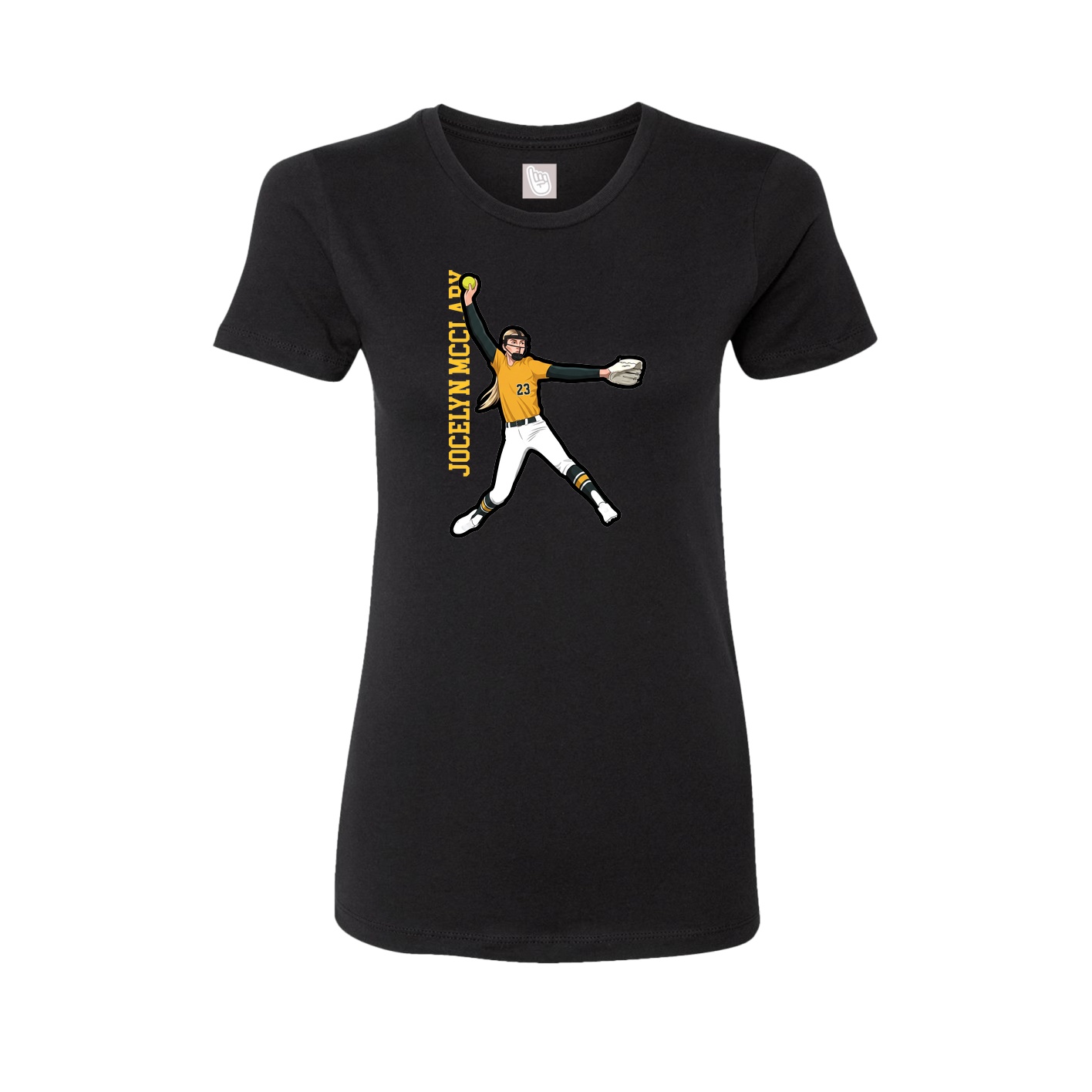 Womens Tee — Name Vertical in Black