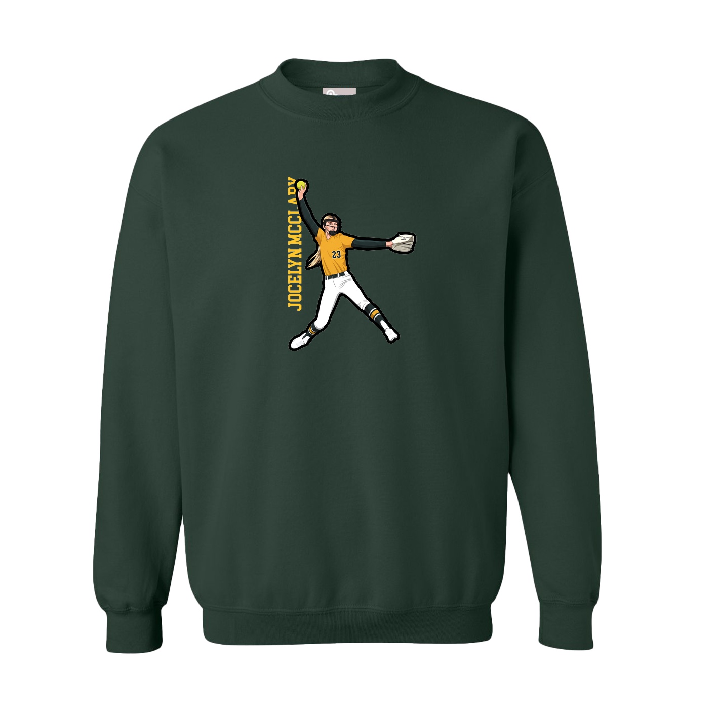 Fleece Crew — Name Vertical in Green