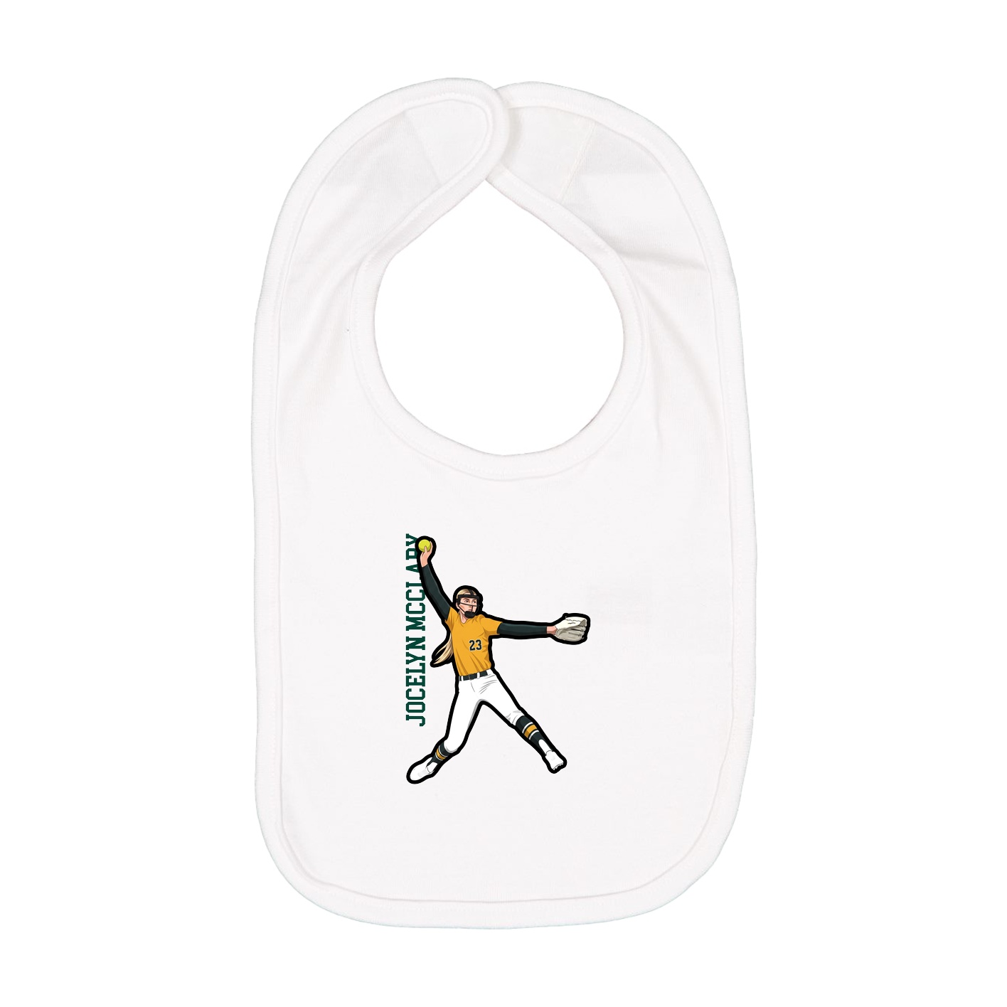 Infant Bib — Name Vertical in White