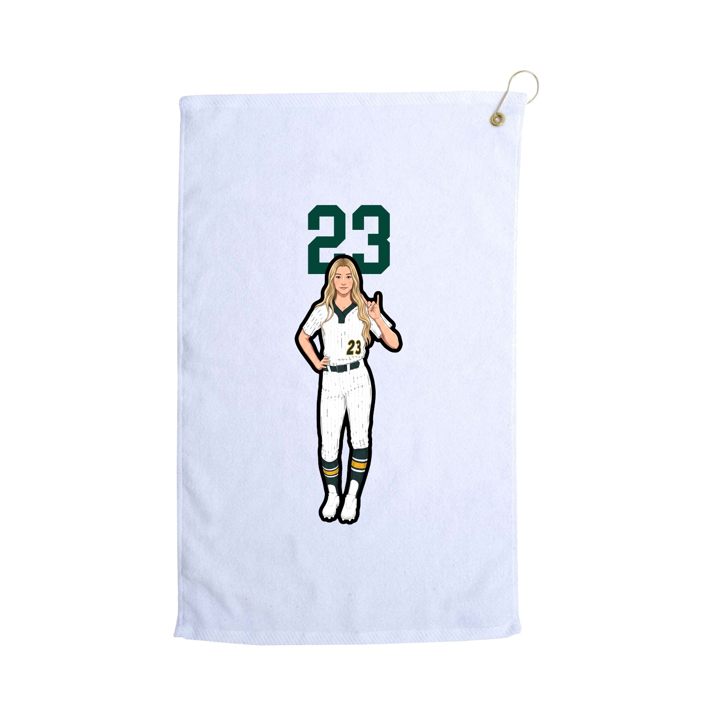 Golf Towel — Number Top in White