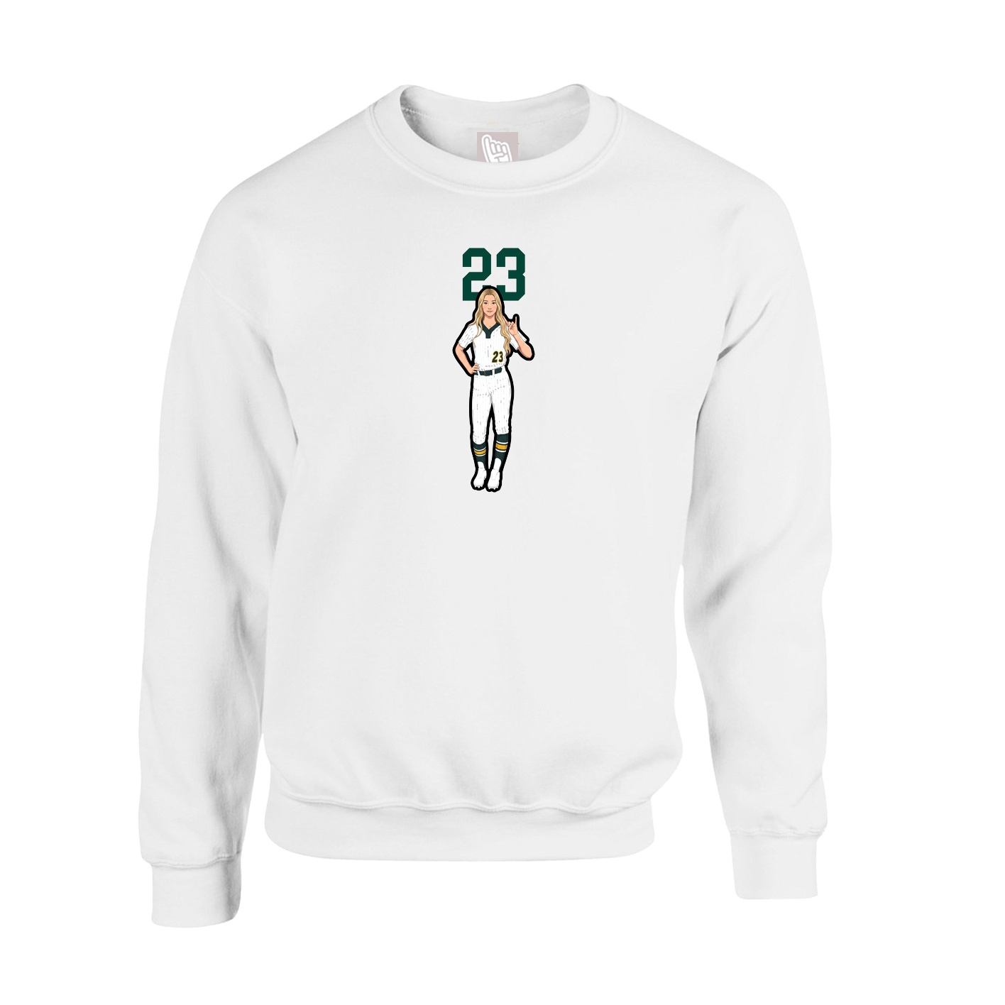 Fleece Crew — Number Top in White