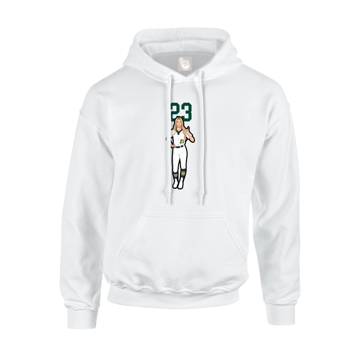 Youth Hoodie — Number Top in White