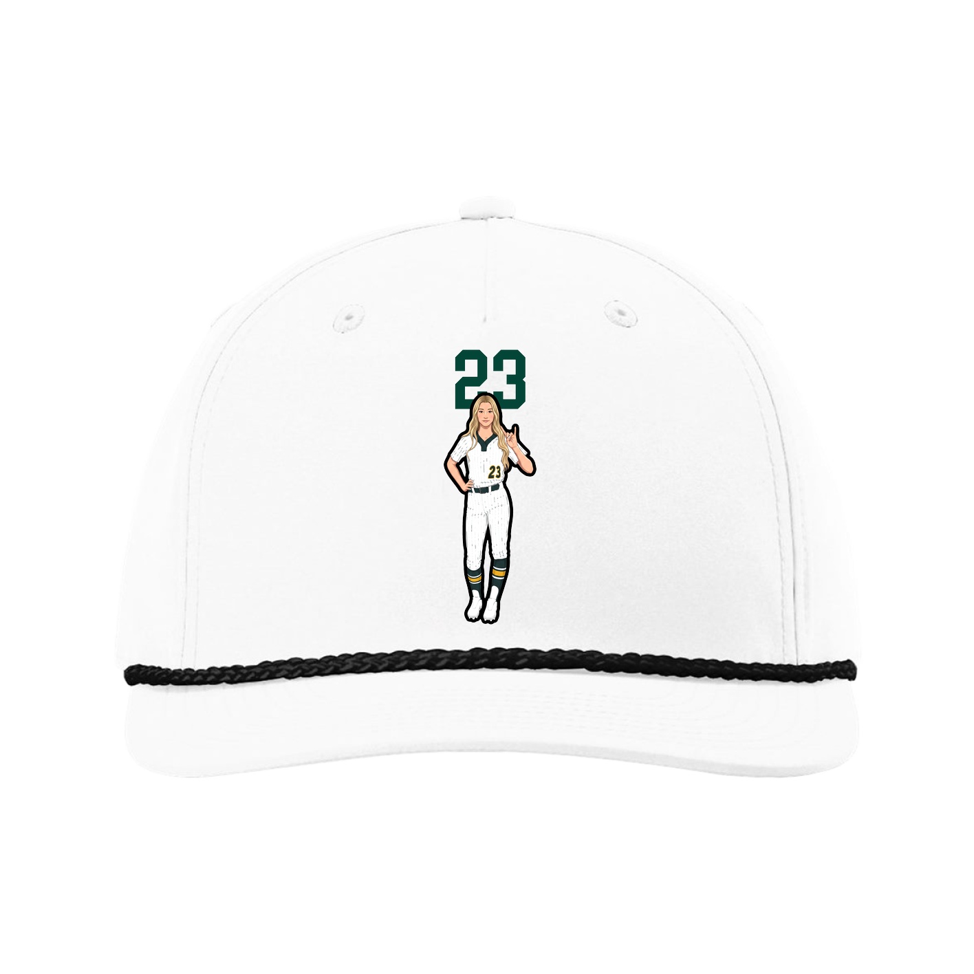 Five-Panel Classic Rope Cap — Number Top in White