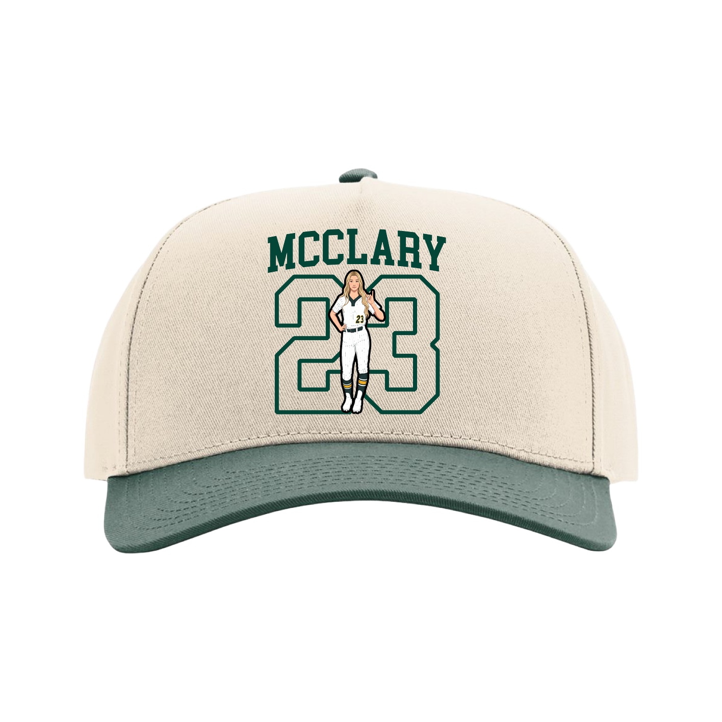 Full Fabric Five-Panel Champ Cap — Shirsey in Cream/Green