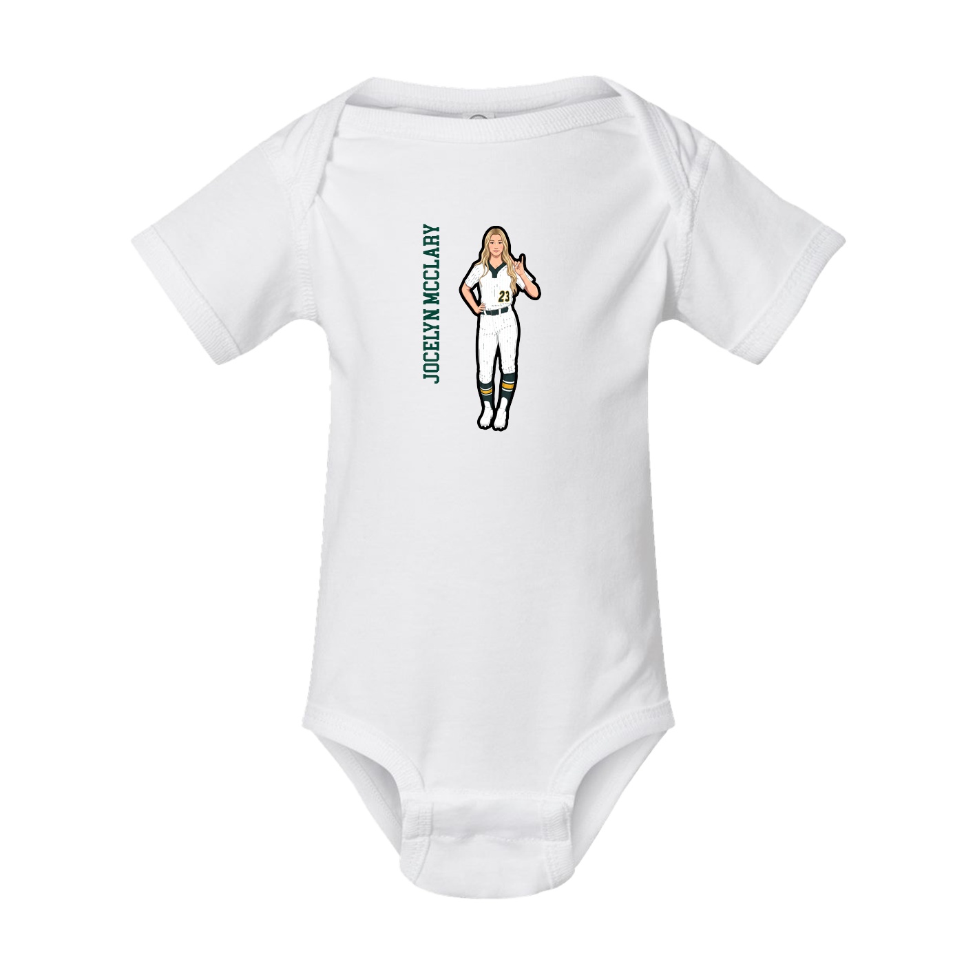 Baby Onesie — Name Vertical in White