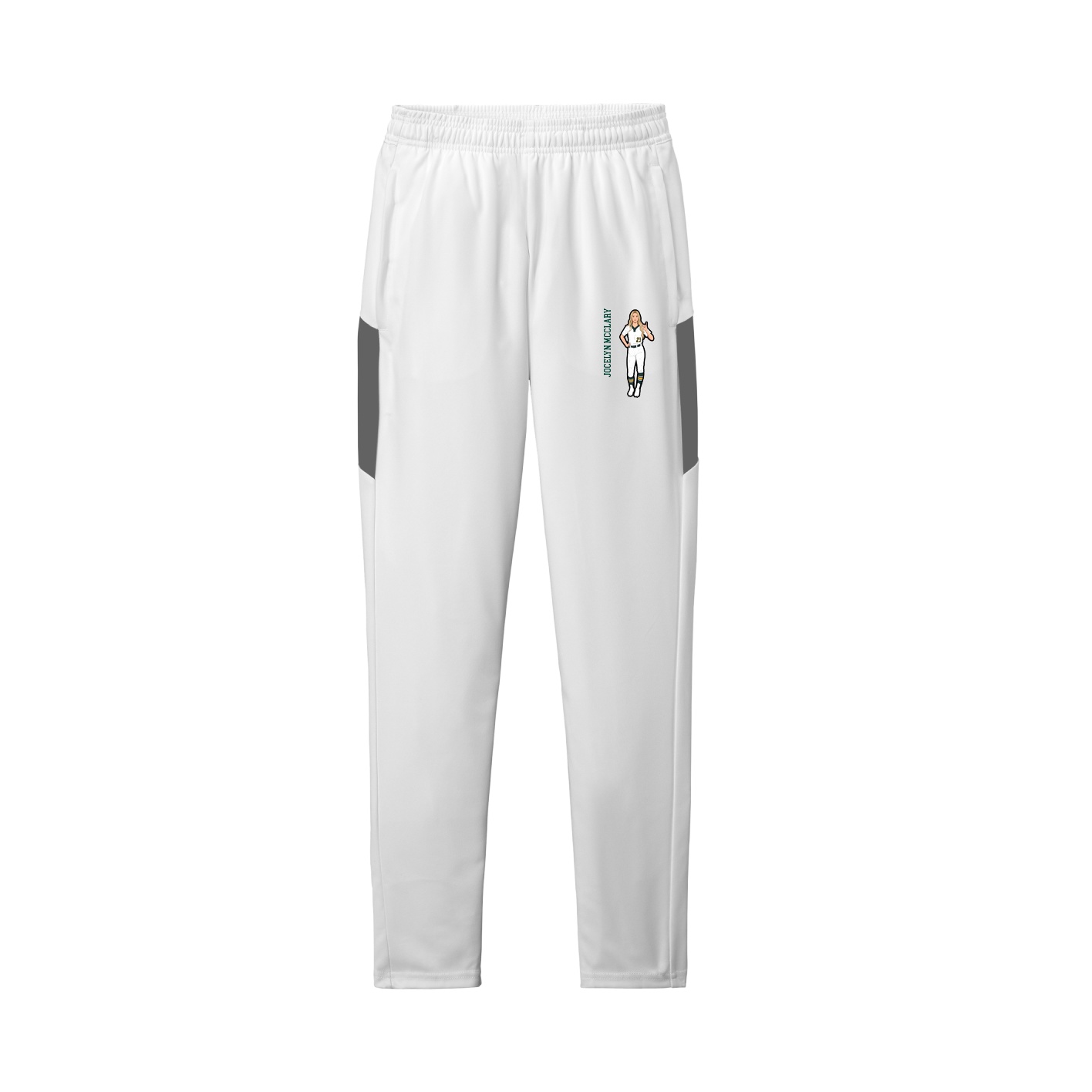 Team Travel Pant — Name Vertical in White/Grey