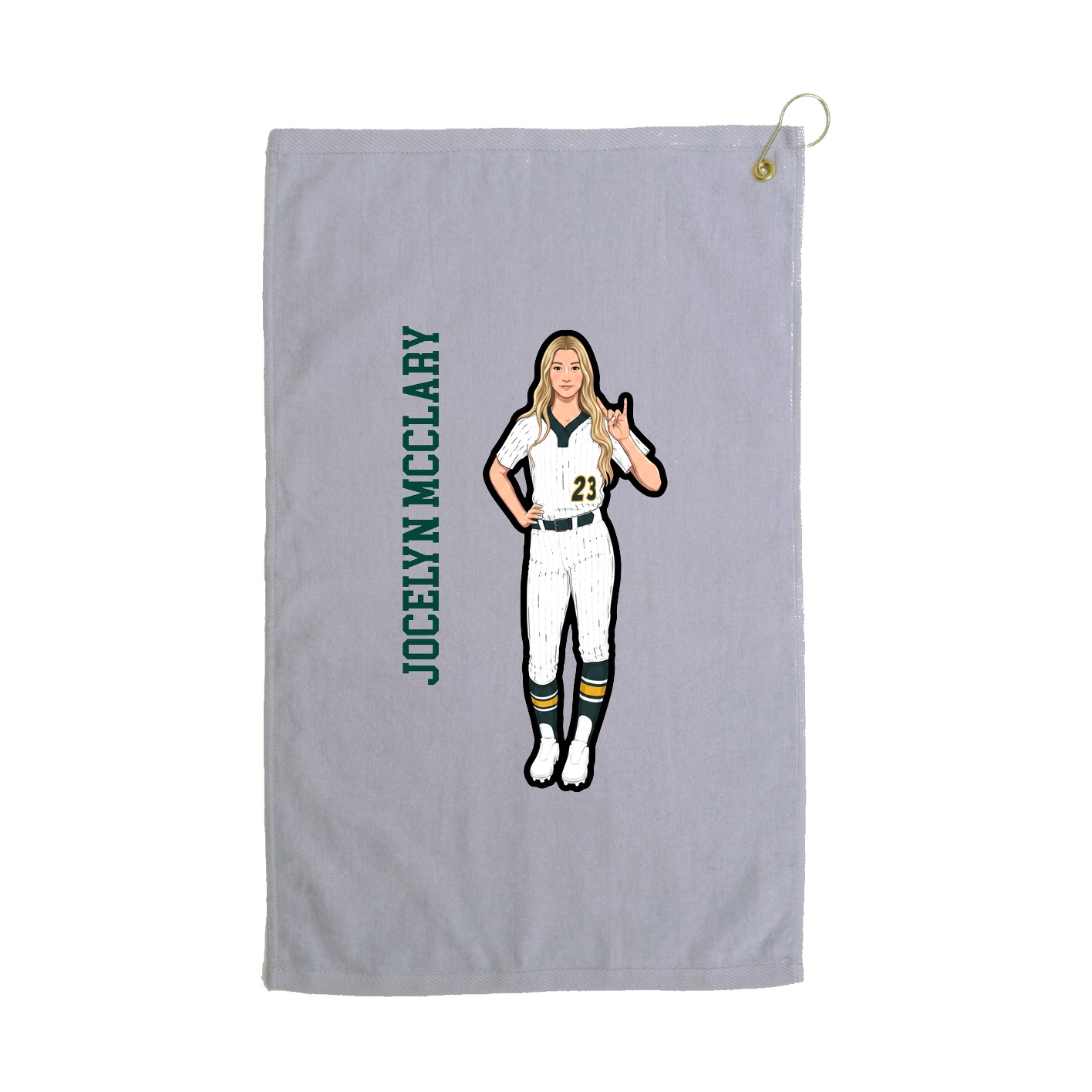 Golf Towel — Name Vertical in Grey
