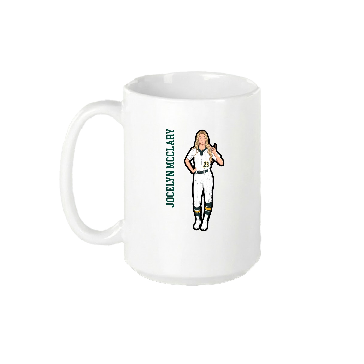 15oz Coffee Mug — Name Vertical in White