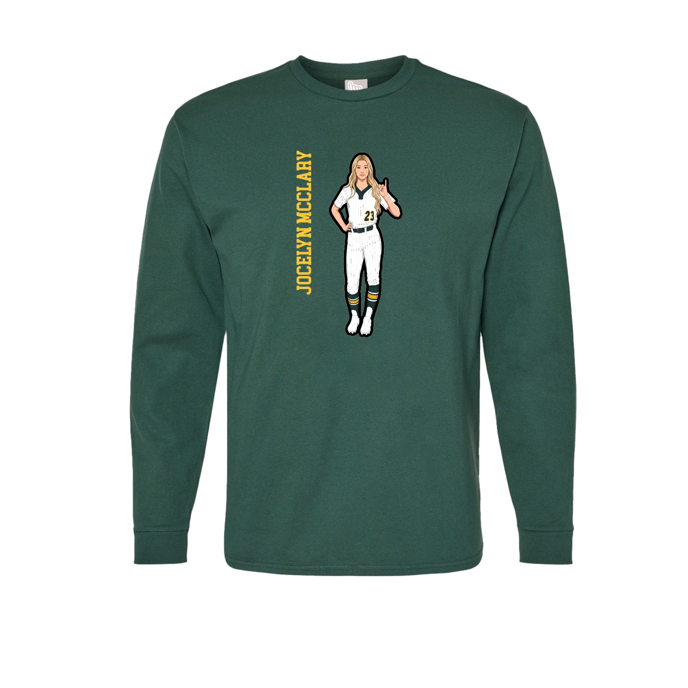 Long Sleeve Tee — Name Vertical in Green