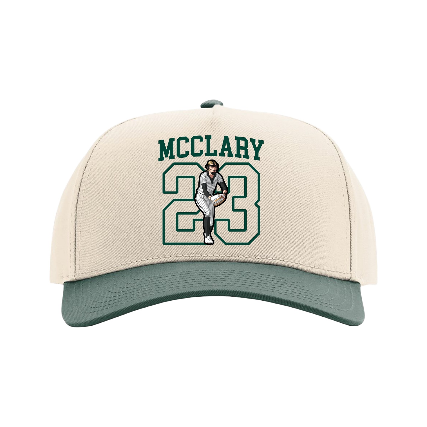Full Fabric Five-Panel Champ Cap — Shirsey in Cream/Green