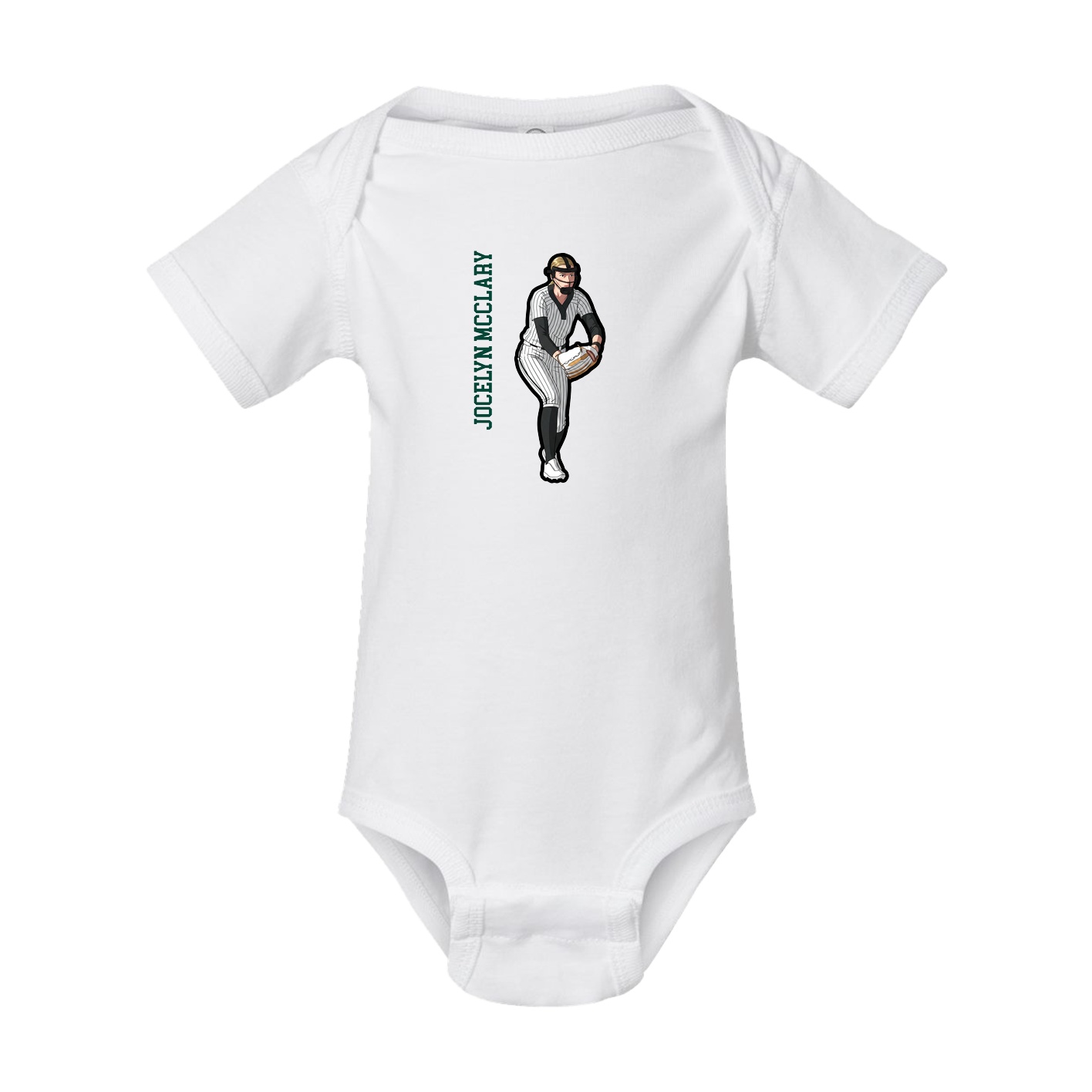Baby Onesie — Name Vertical in White