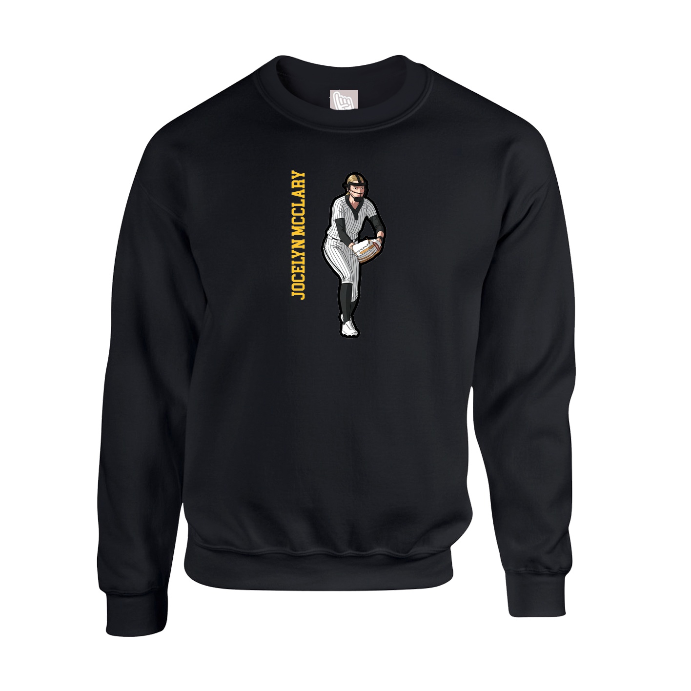 Fleece Crew — Name Vertical in Black