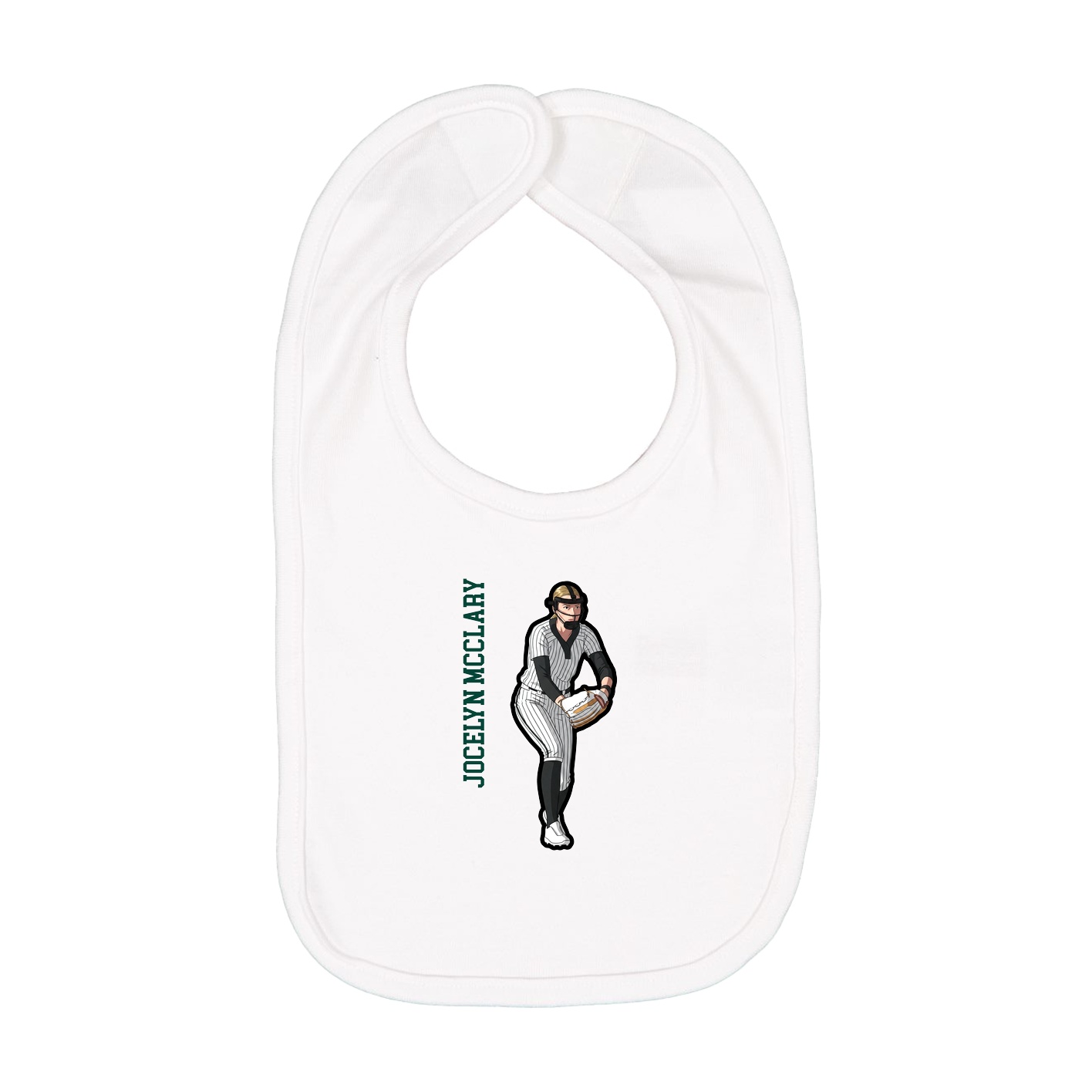 Infant Bib — Name Vertical in White