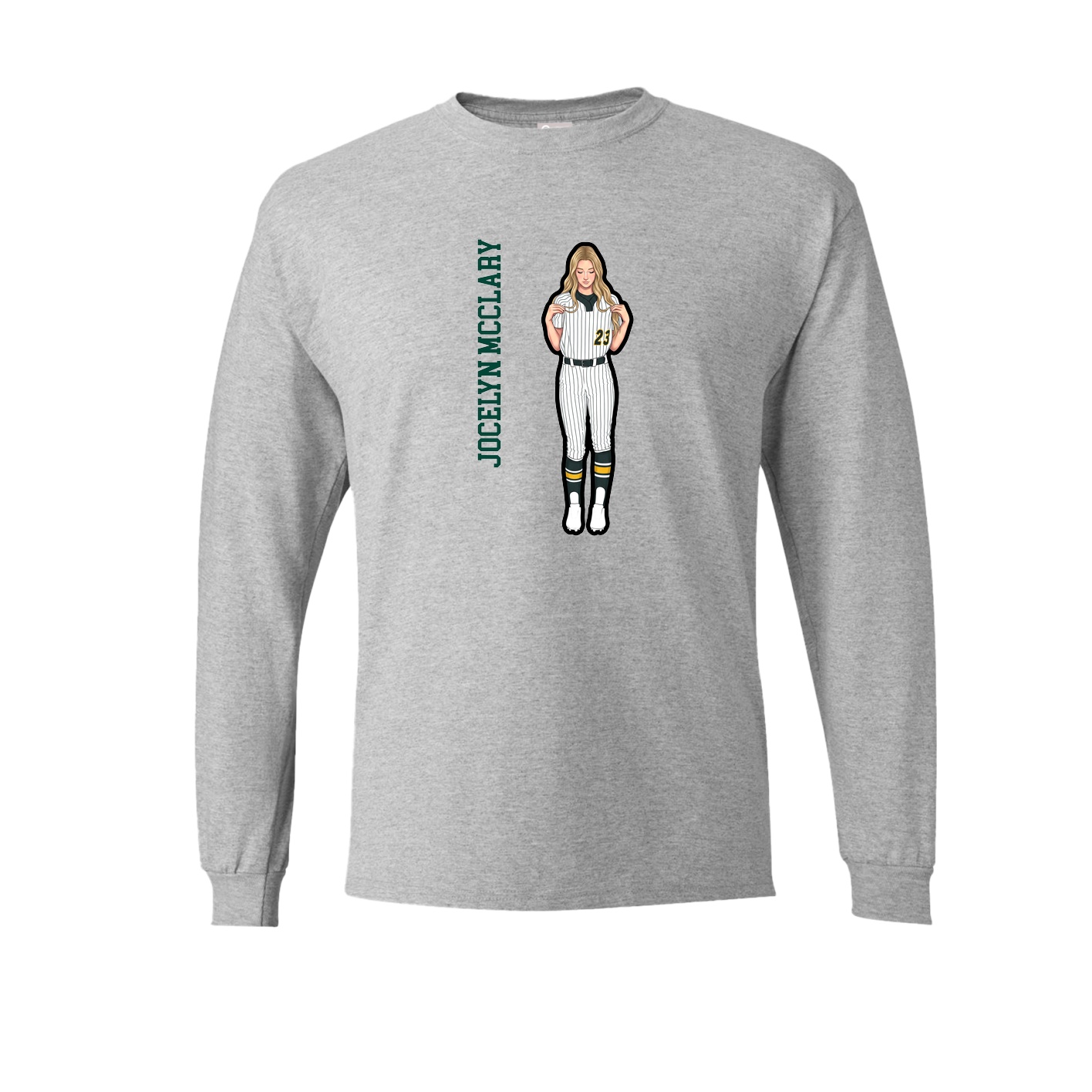 Long Sleeve Tee — Name Vertical in Grey