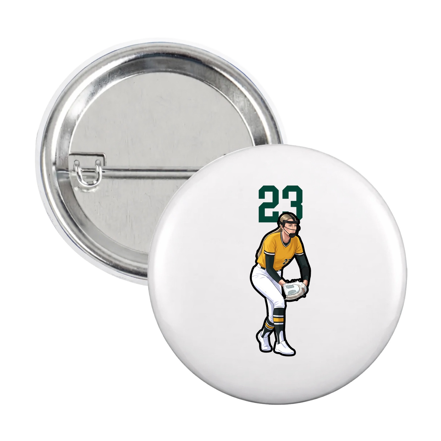 Game Day Button — Number Top in White