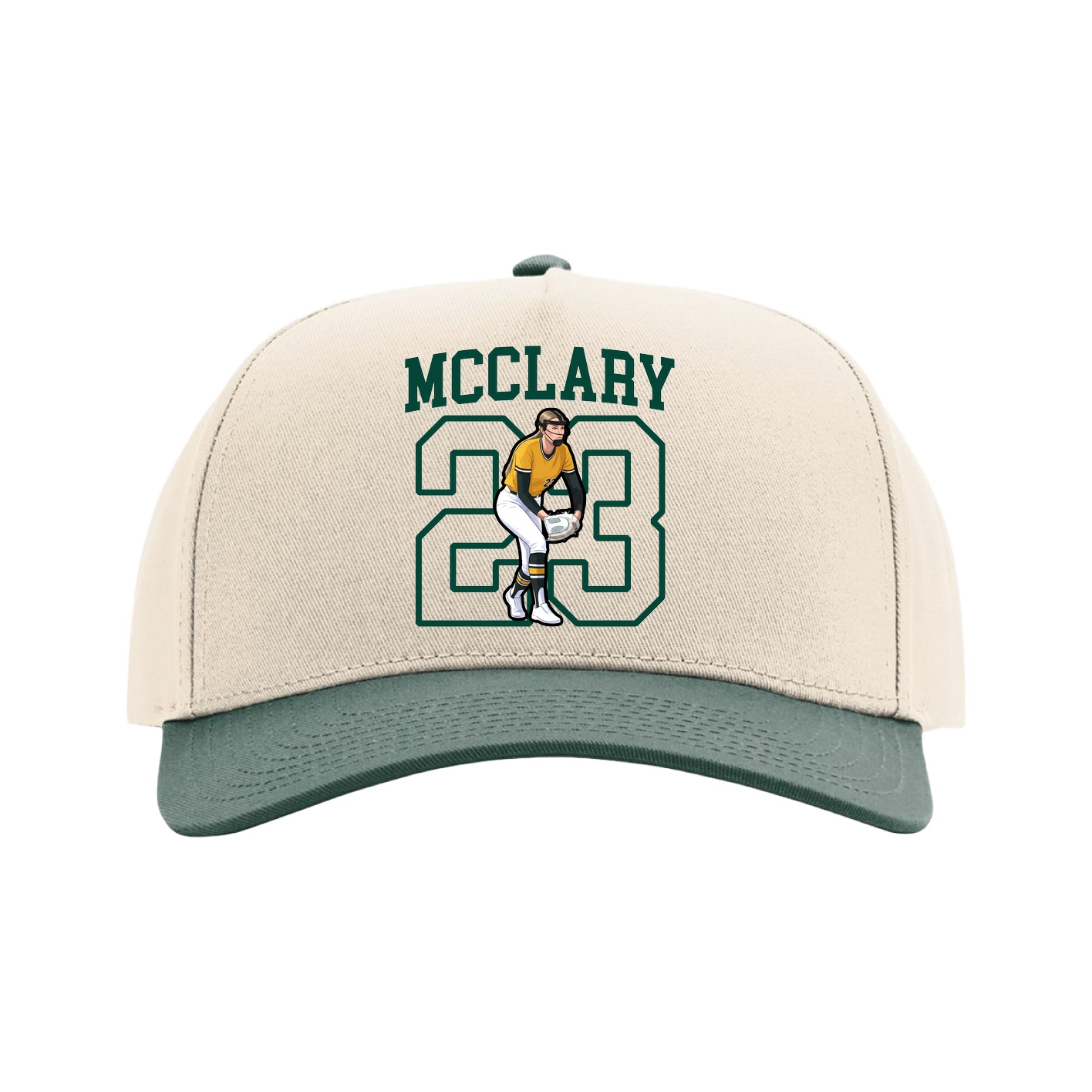 Full Fabric Five-Panel Champ Cap — Shirsey in Cream/Green