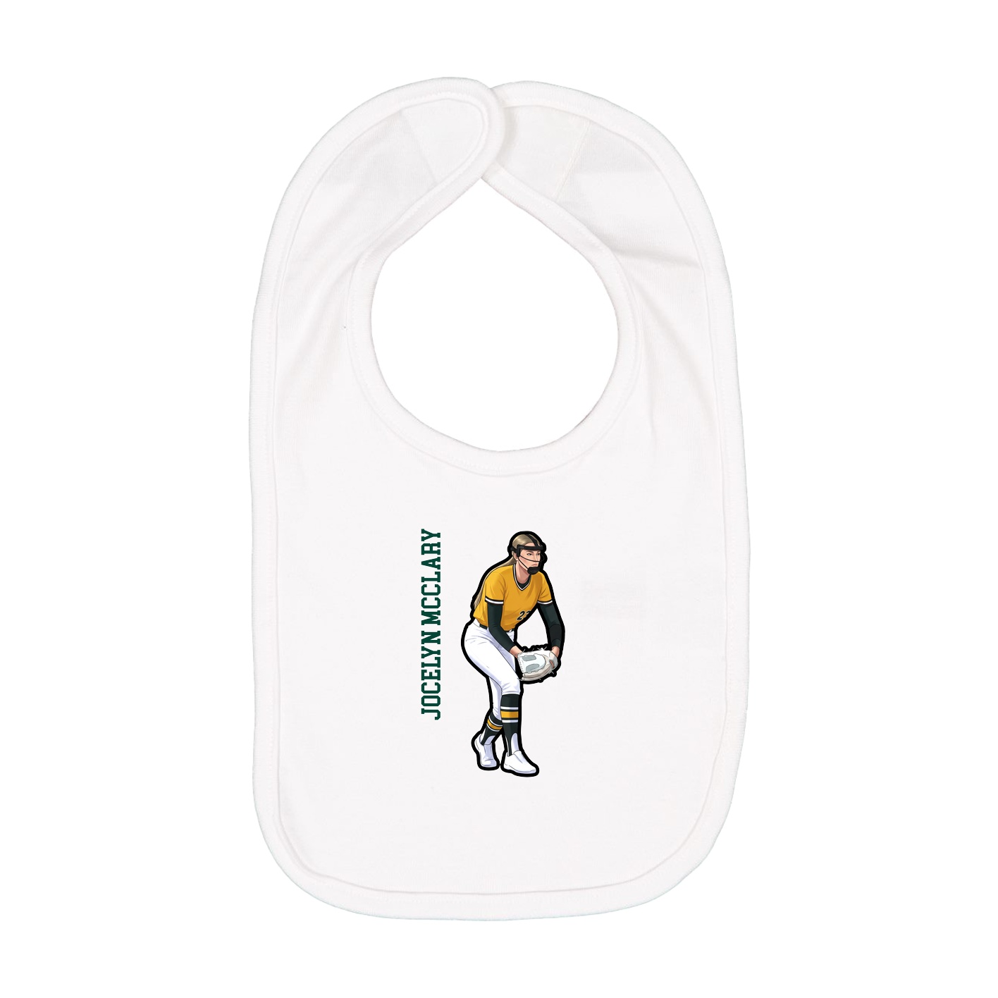 Infant Bib — Name Vertical in White