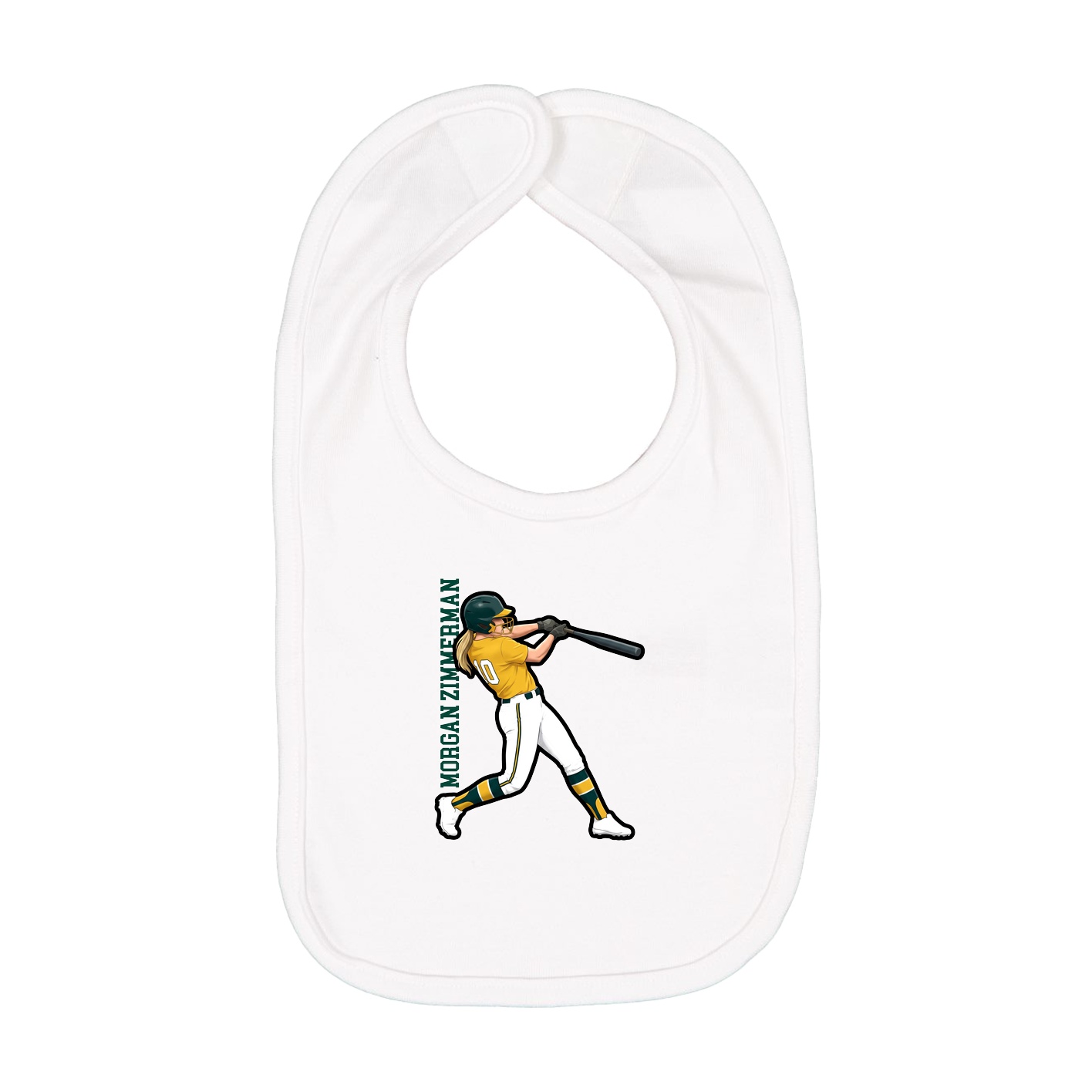 Infant Bib — Name Vertical in White
