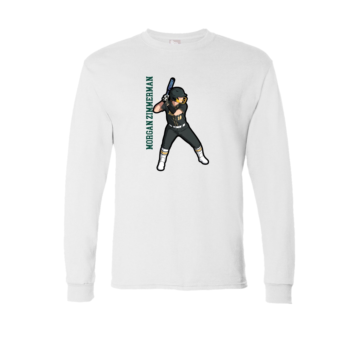 Long Sleeve Tee — Name Vertical in White