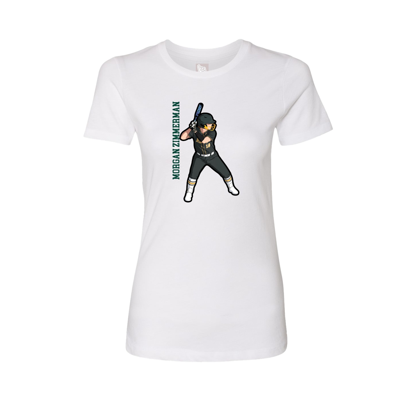 Womens Tee — Name Vertical in White