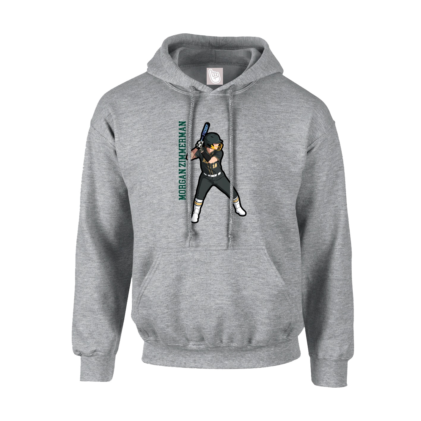 Youth Hoodie — Name Vertical in Grey