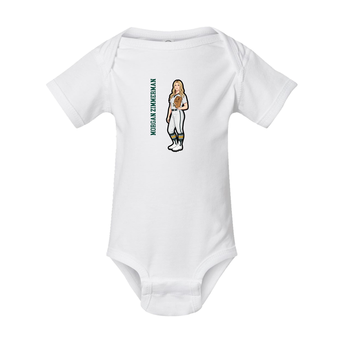 Baby Onesie — Name Vertical in White