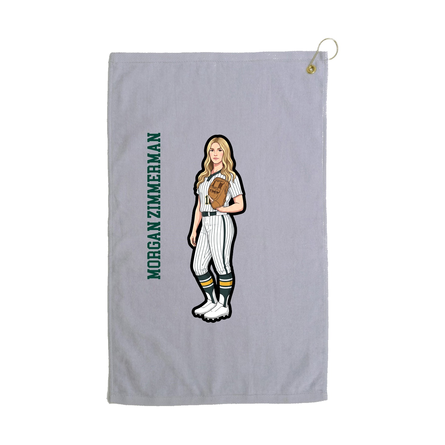 Golf Towel — Name Vertical in Grey