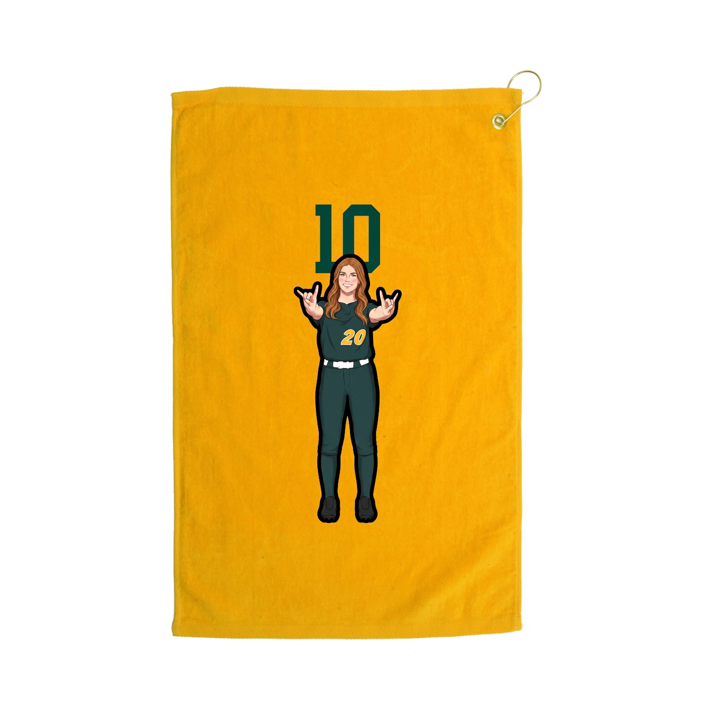 Golf Towel — Number Top in Gold