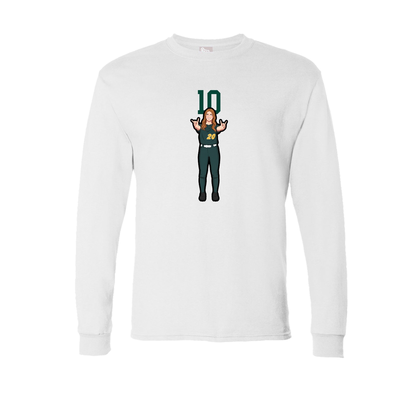 Long Sleeve Tee — Number Top in White