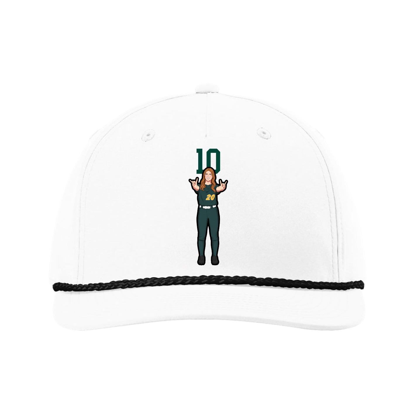 Five-Panel Classic Rope Cap — Number Top in White