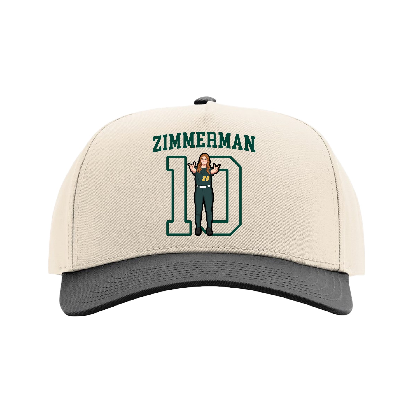Full Fabric Five-Panel Champ Cap — Shirsey in Cream/Black