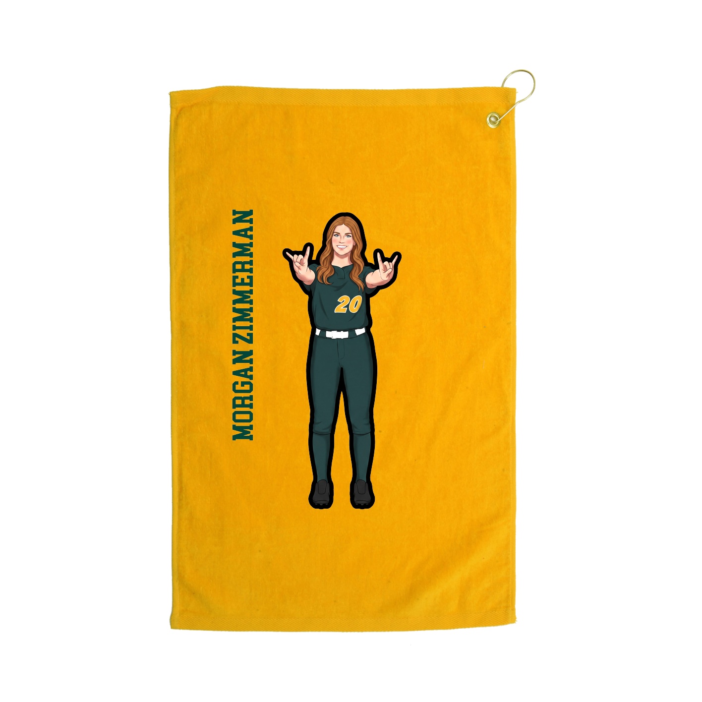 Golf Towel — Name Vertical in Gold