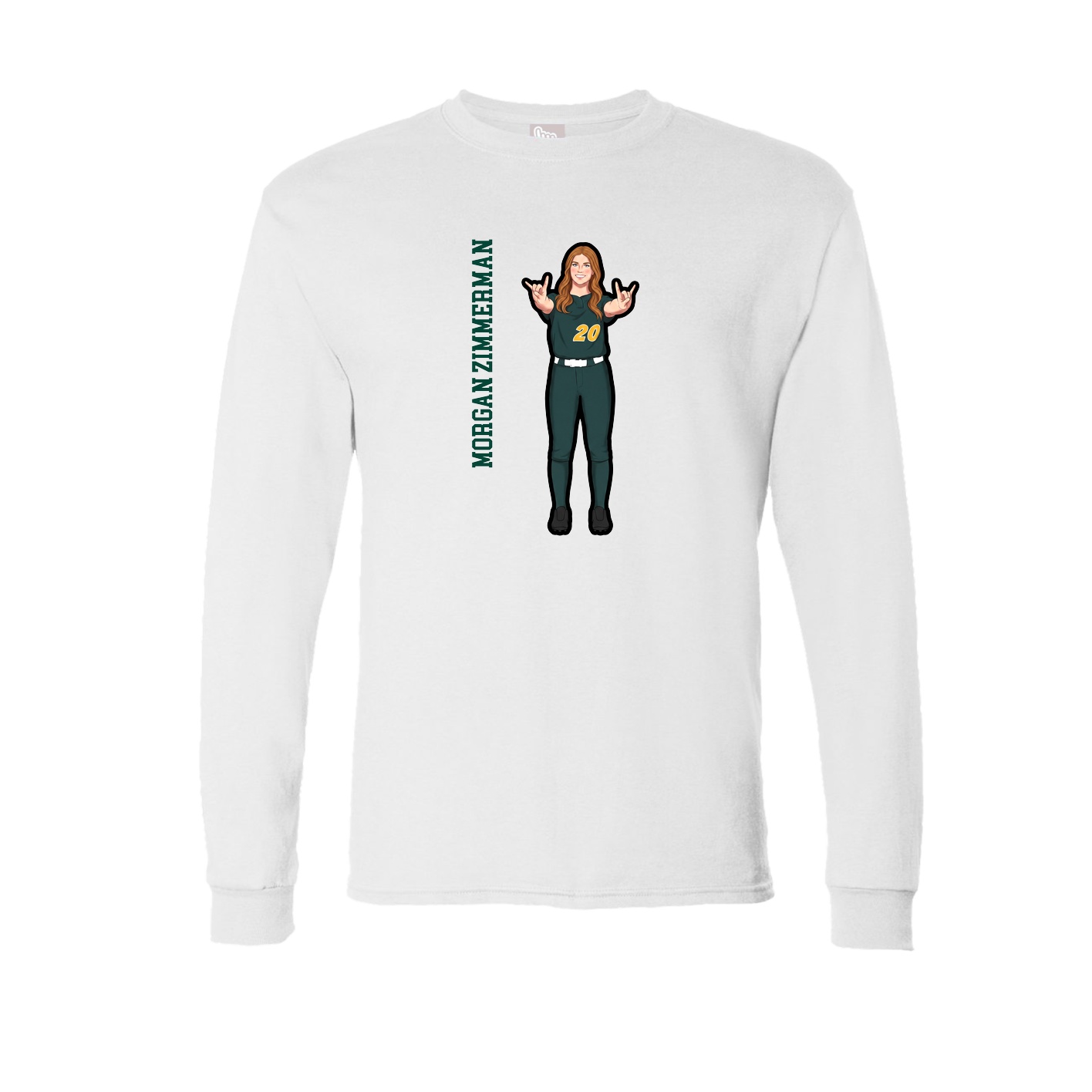 Long Sleeve Tee — Name Vertical in White