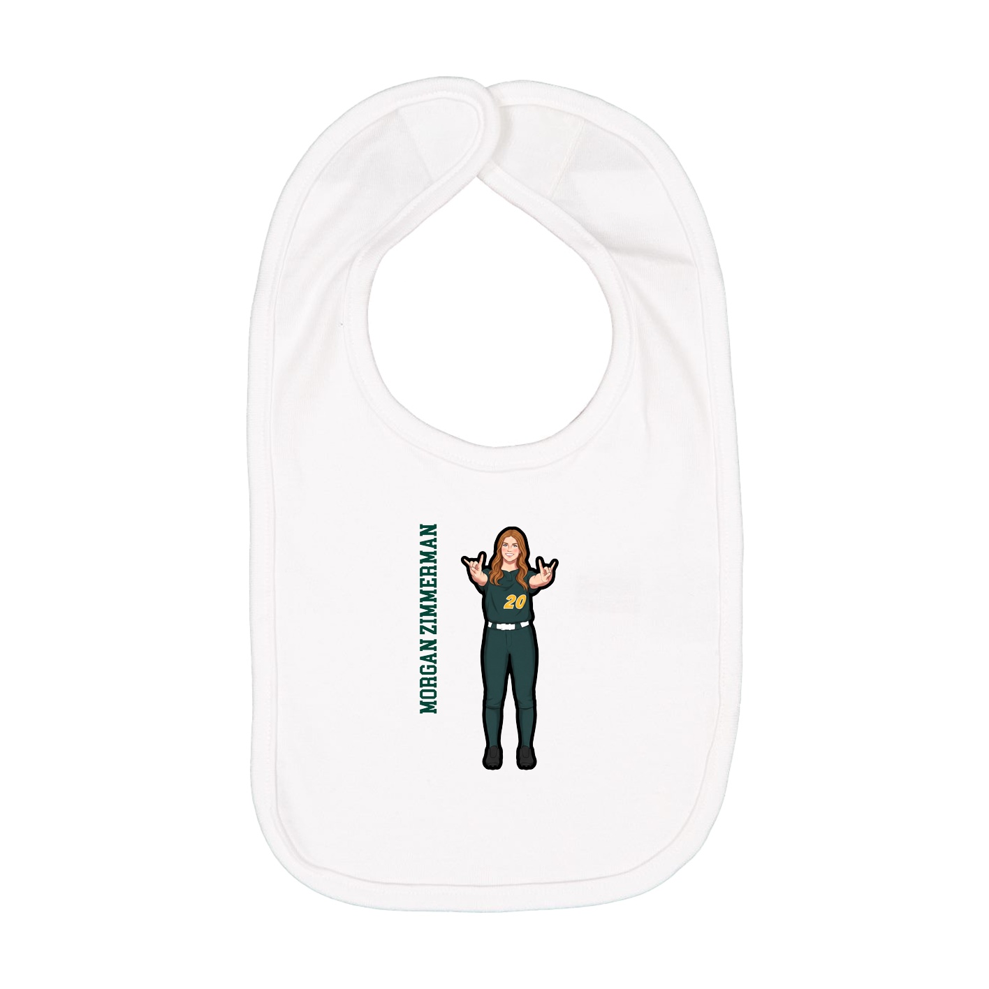 Infant Bib — Name Vertical in White