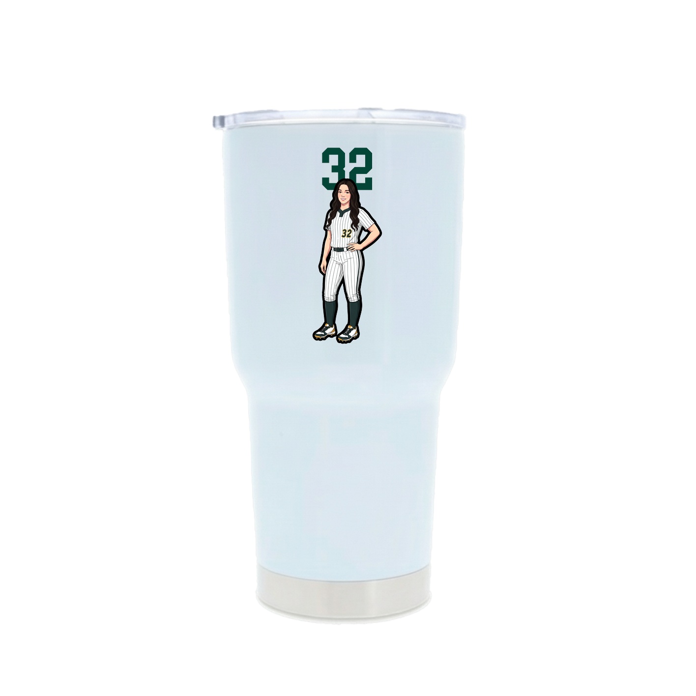30oz Stainless Steel Tumbler — Number Top in White
