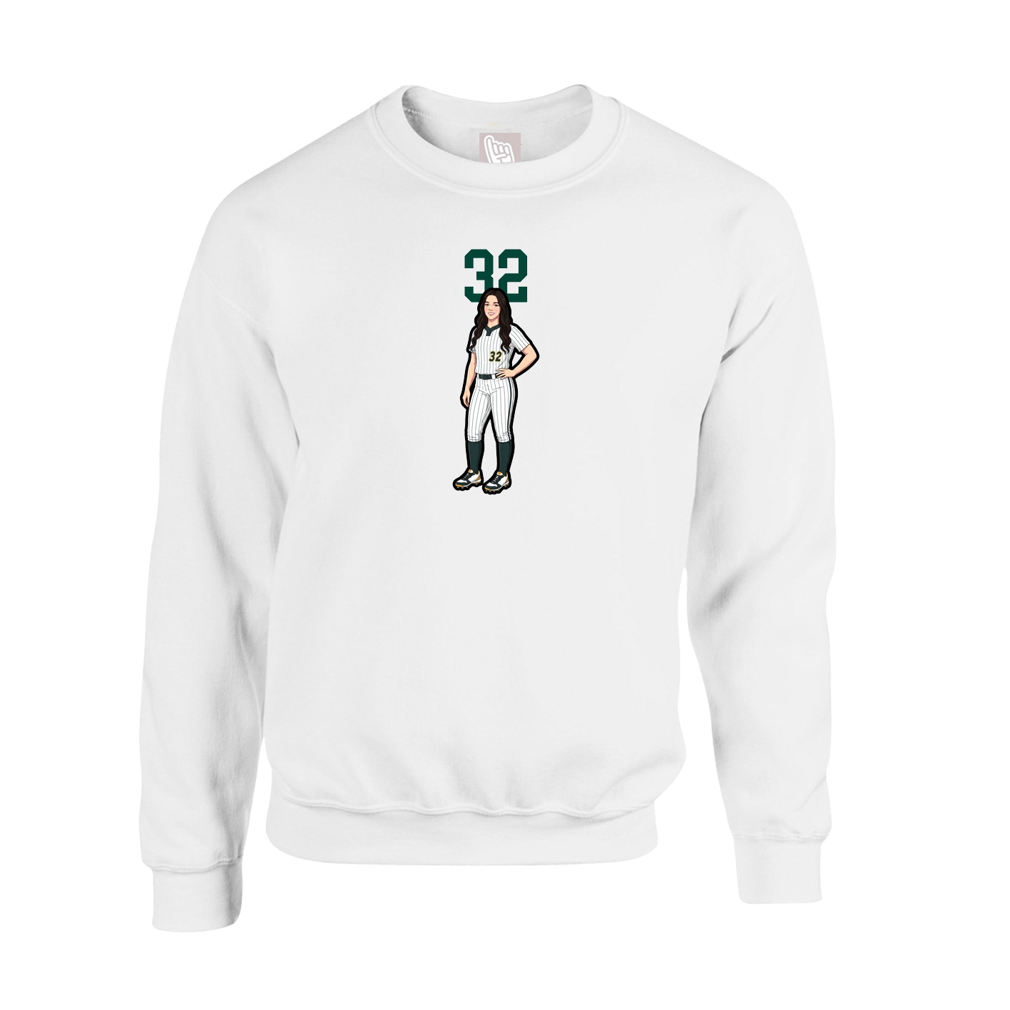 Fleece Crew — Number Top in White