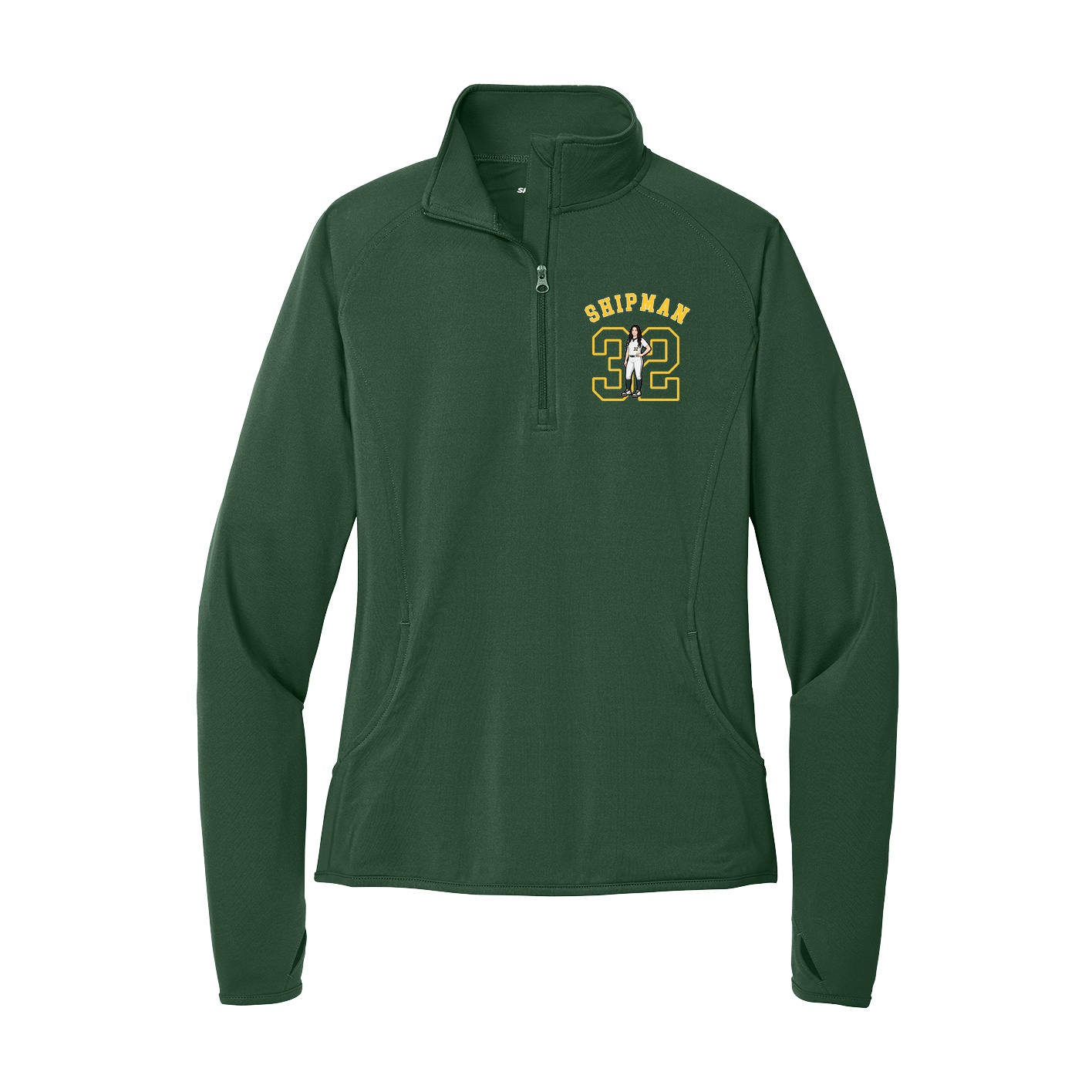 Women's Q-Zip Pullover — Shirsey Arch in Green