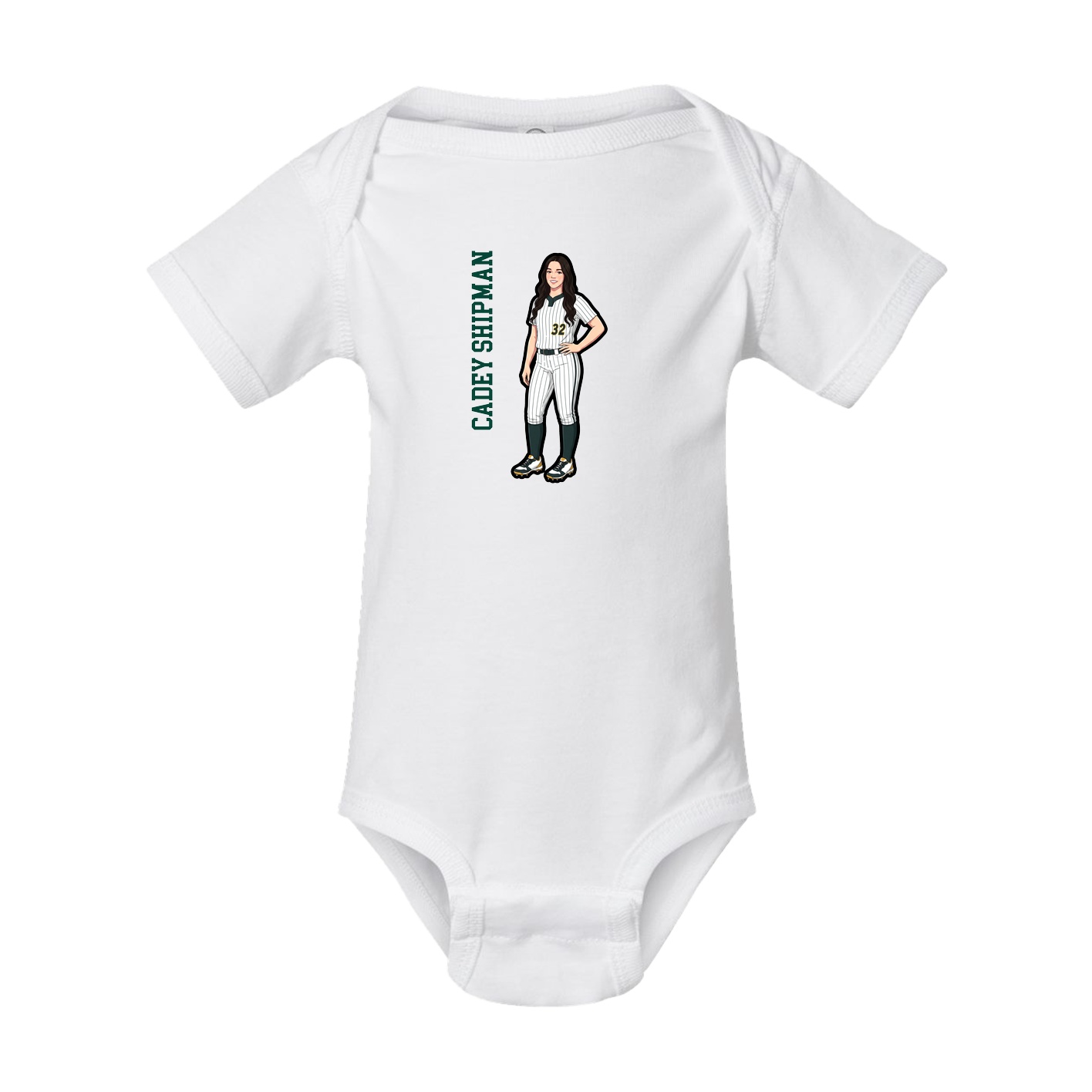 Baby Onesie — Name Vertical in White