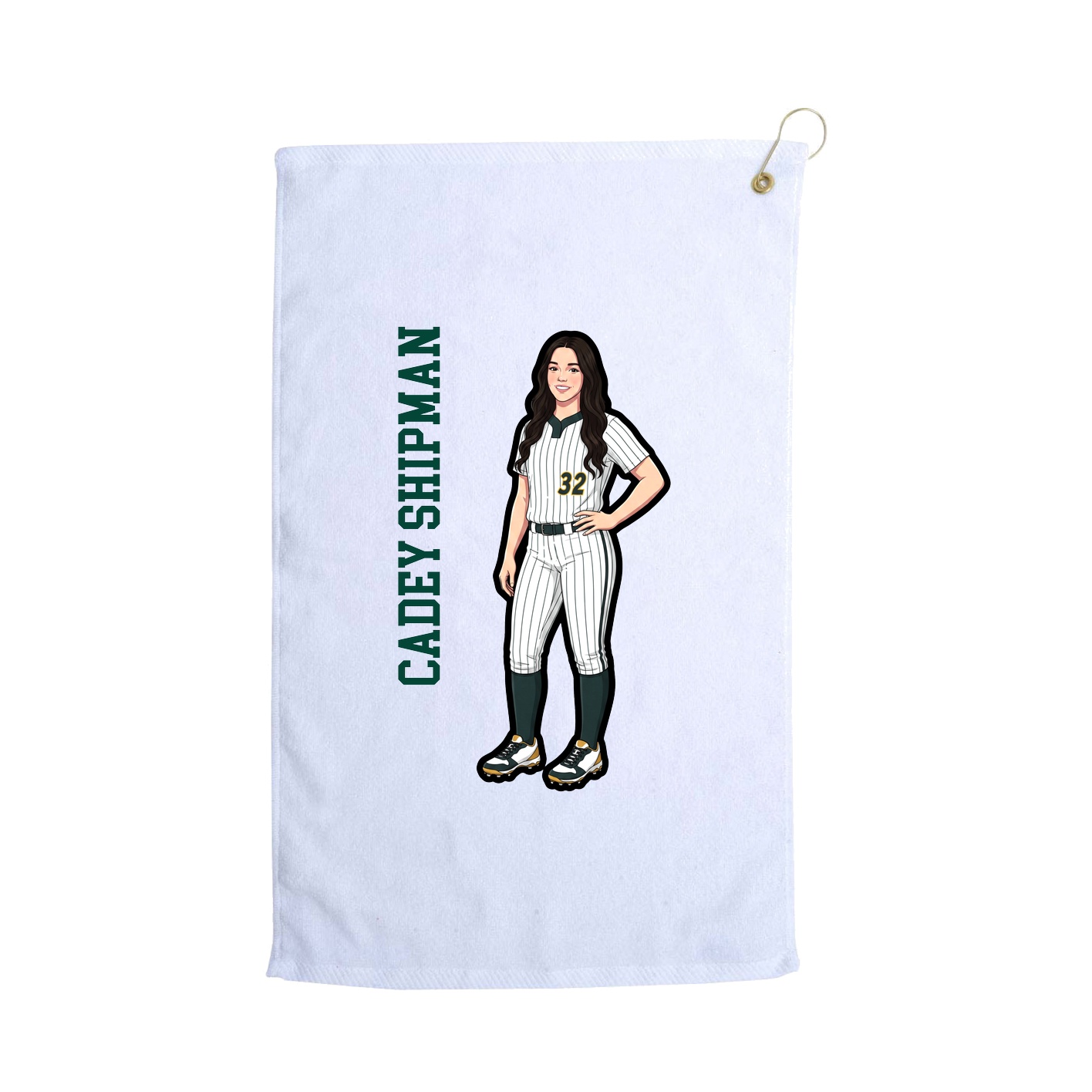 Golf Towel — Name Vertical in White