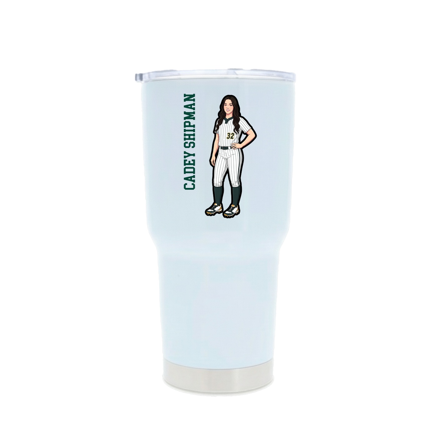30oz Stainless Steel Tumbler — Name Vertical in White