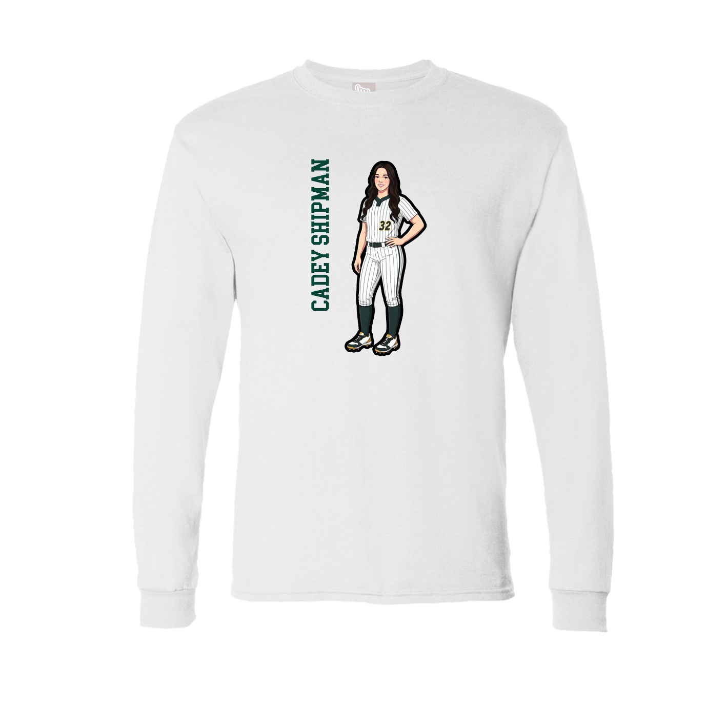 Long Sleeve Tee — Name Vertical in White
