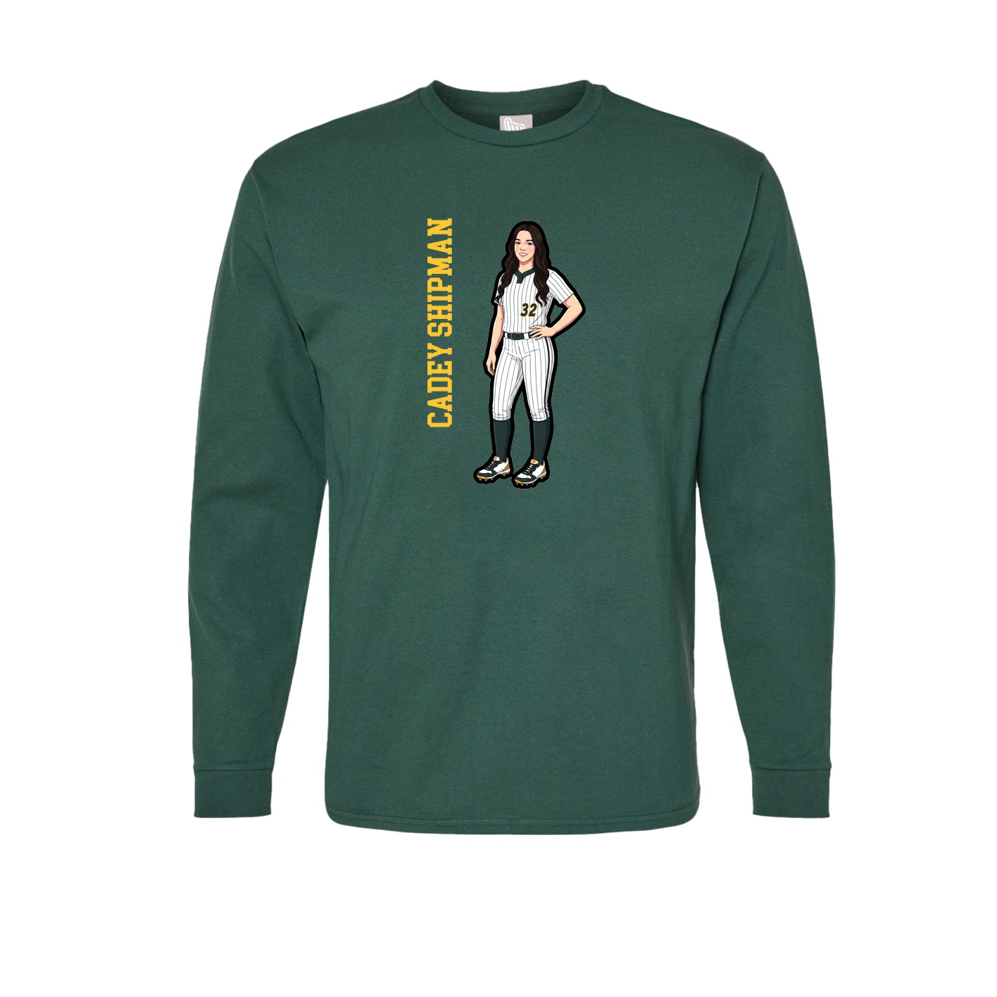 Long Sleeve Tee — Name Vertical in Green