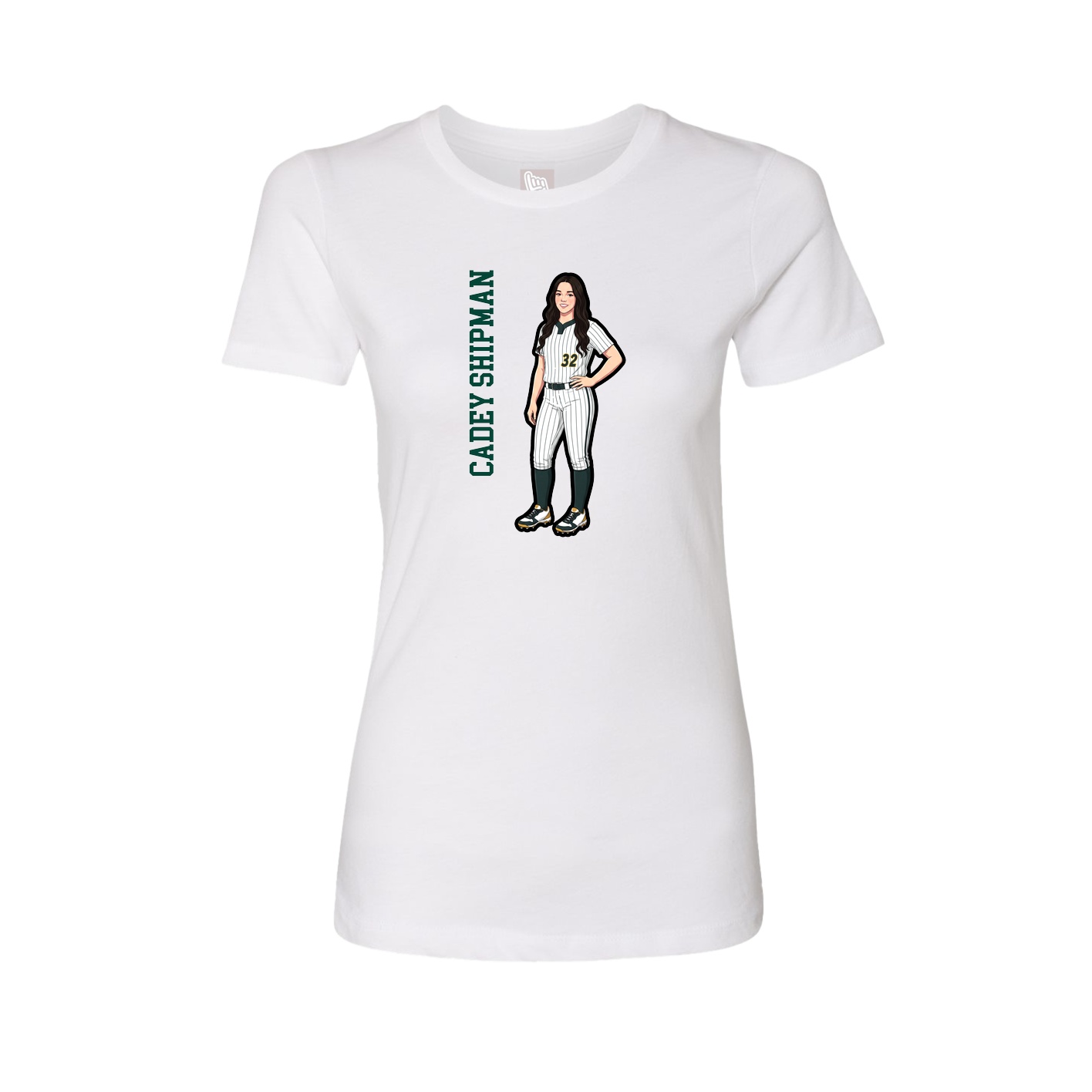 Womens Tee — Name Vertical in White