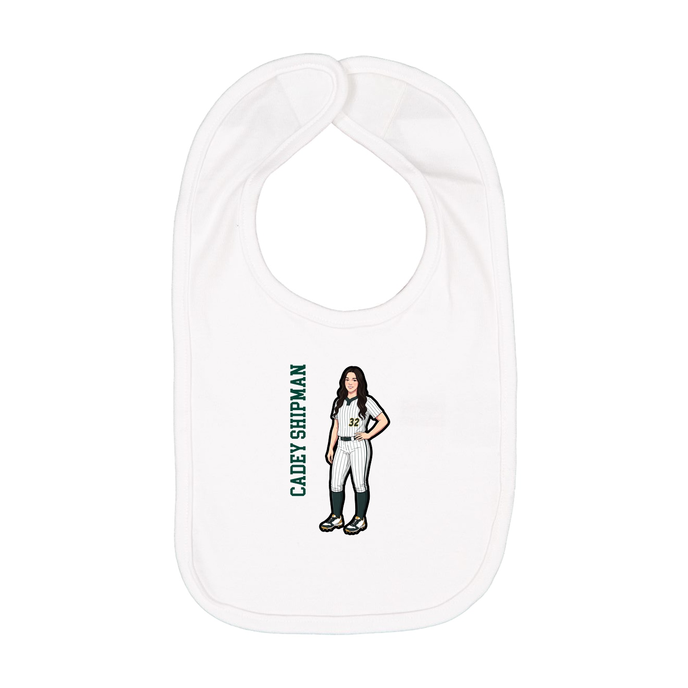 Infant Bib — Name Vertical in White