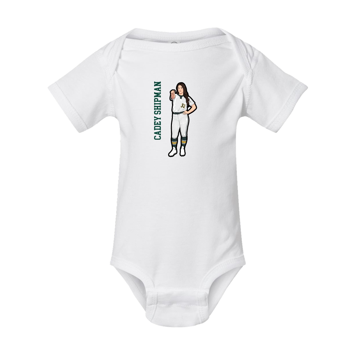 Baby Onesie — Name Vertical in White
