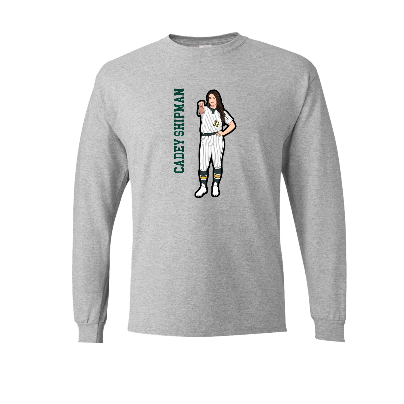 Long Sleeve Tee — Name Vertical in Grey