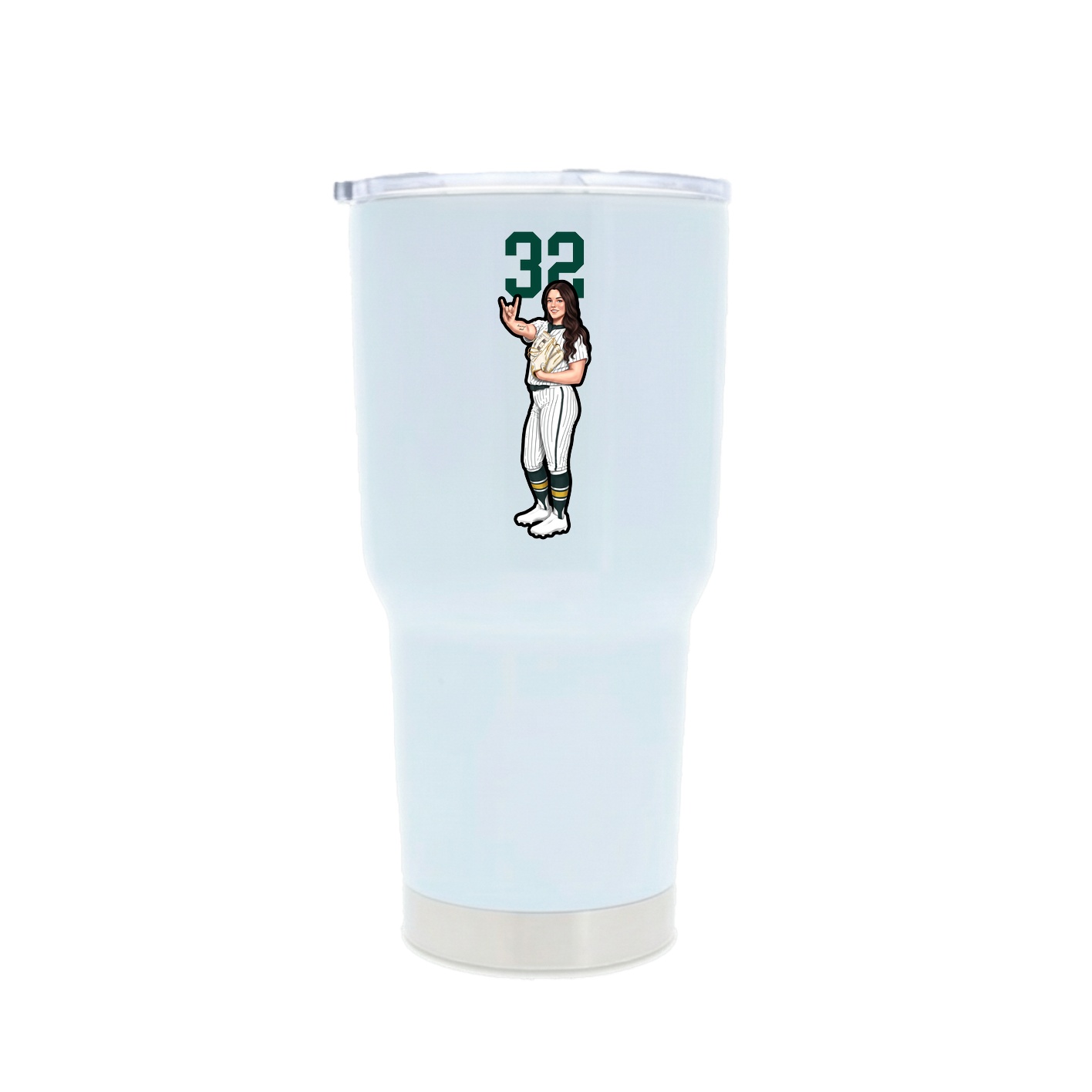 30oz Stainless Steel Tumbler — Number Top in White