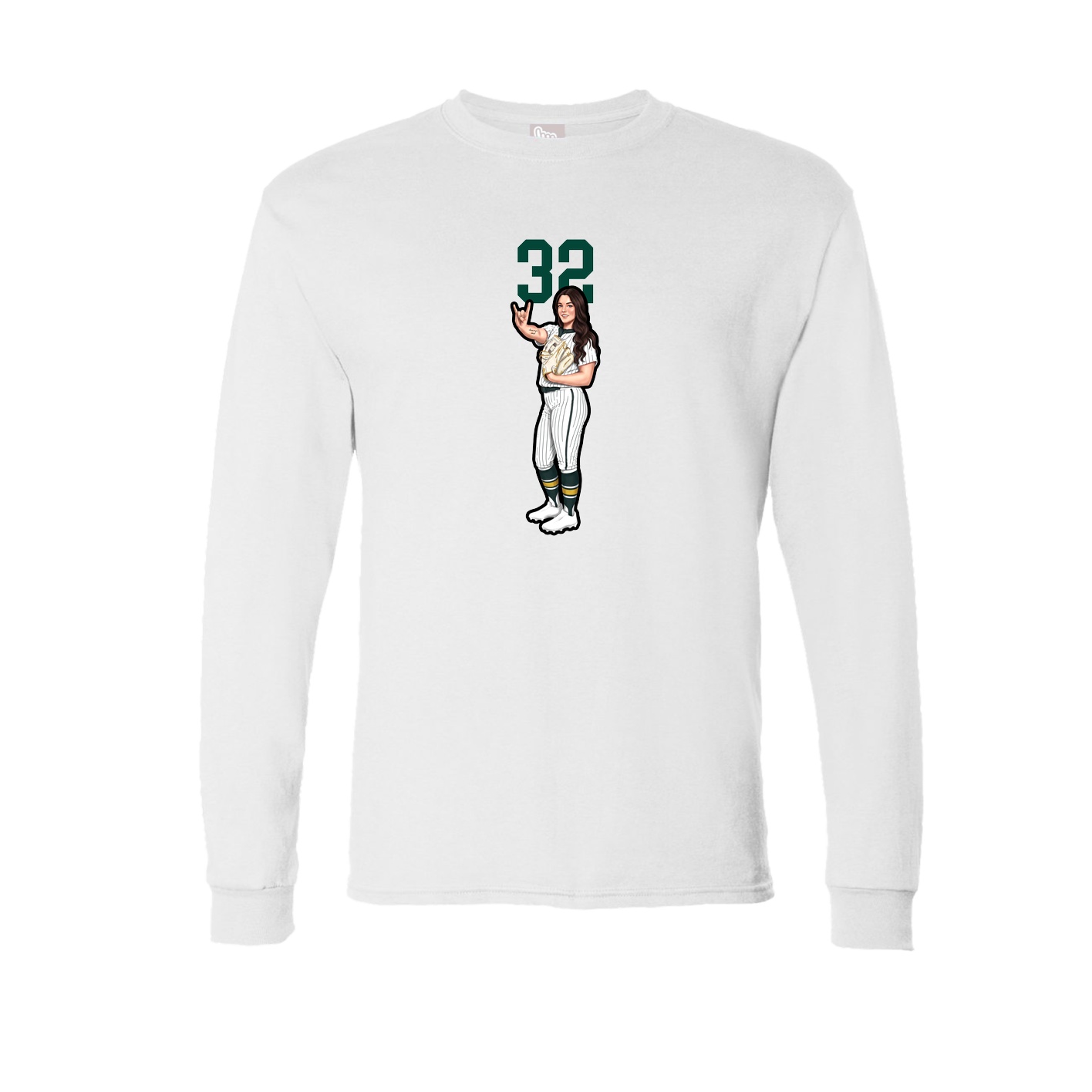 Long Sleeve Tee — Number Top in White