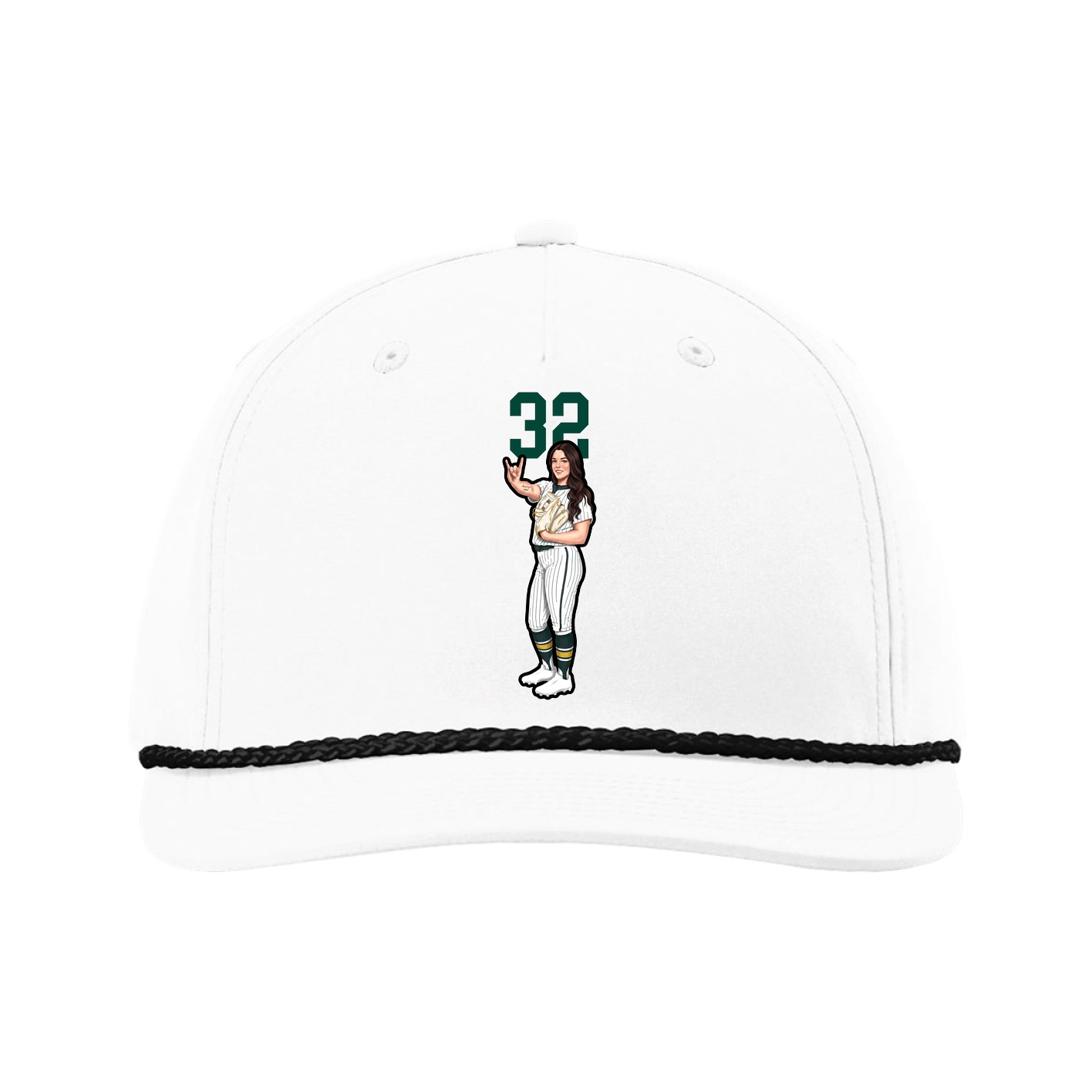 Five-Panel Classic Rope Cap — Number Top in White